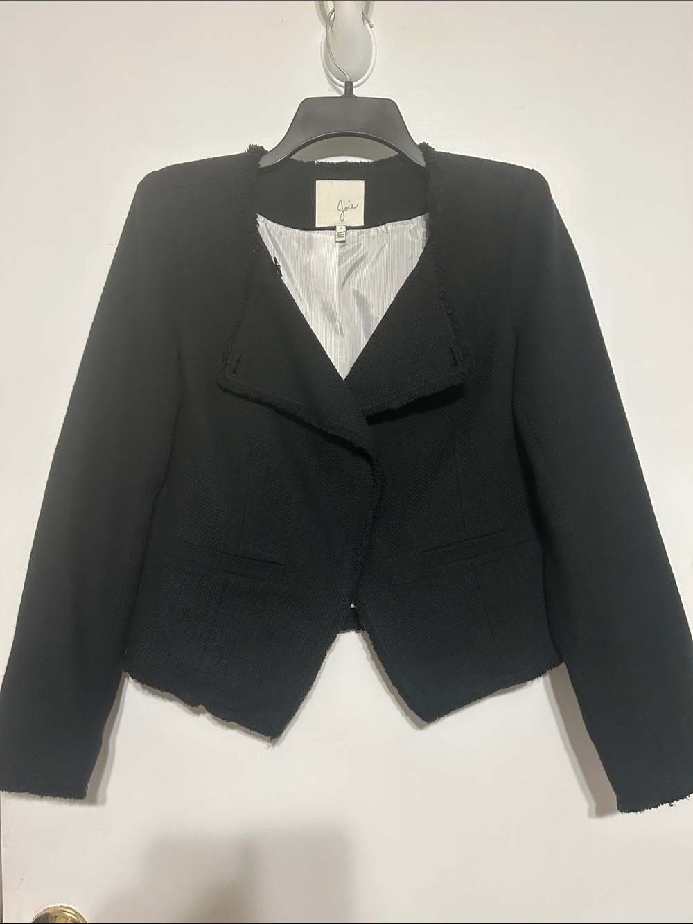 Joie Black Cropped Bouclé Blazer